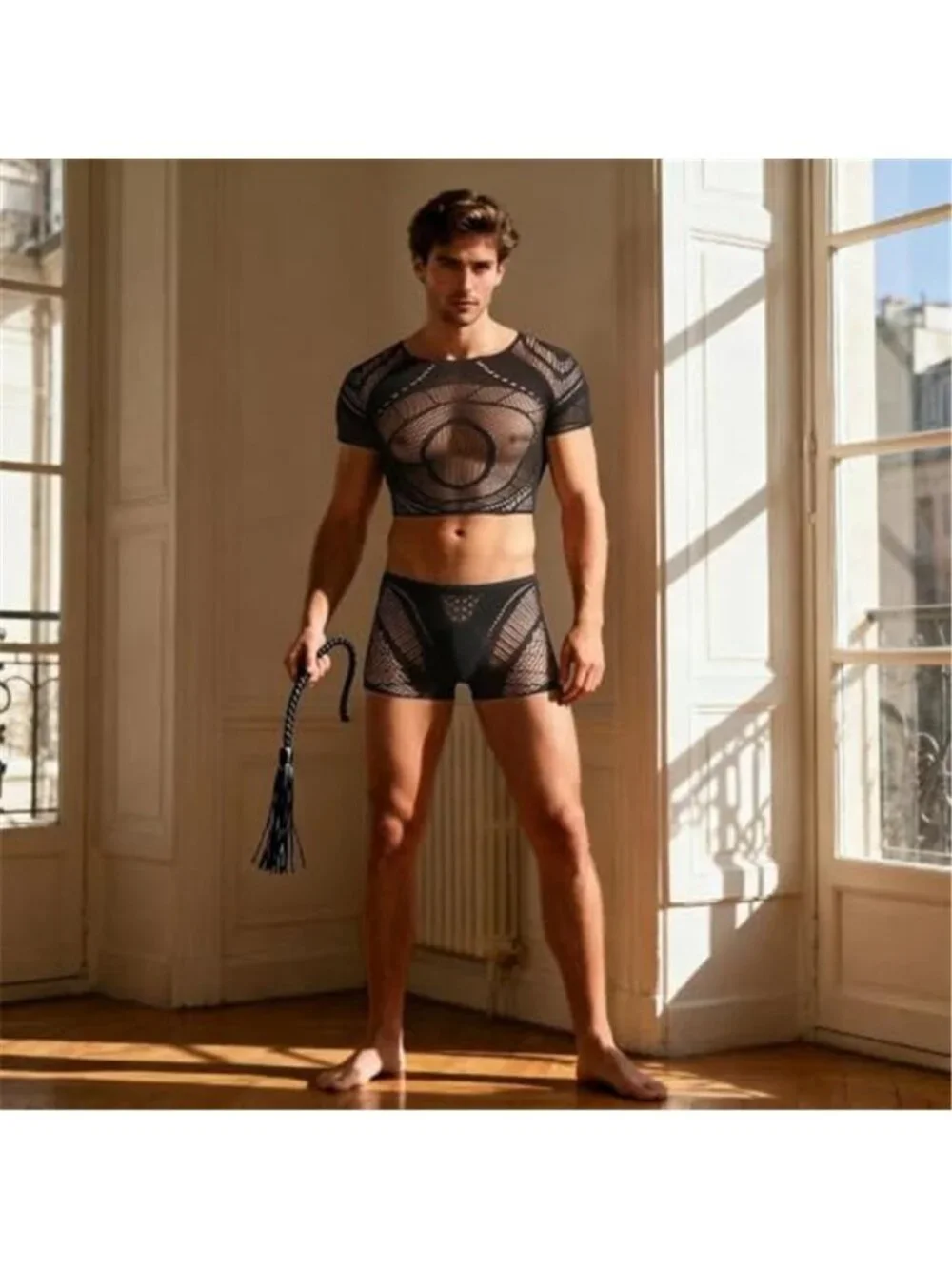 Men's Sexy Sheer Mesh Lingerie Set
